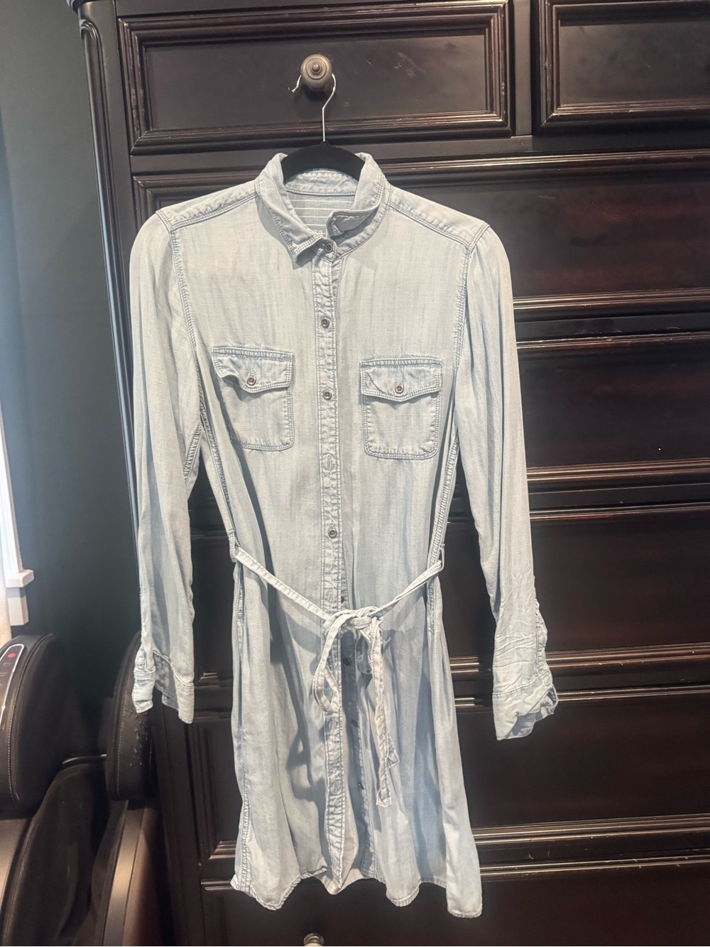 GAP Light Blue Striped Denim Shirt dress